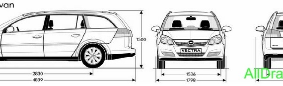 Opel Vectra (Versions) (2005) (Опель Веcтра (Версионс) (2005)) - чертежи (рисунки) автомобиля